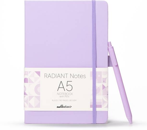 MAHAVIR Radiant Notes with Pen A5 Notebook Ruled 192 Pages