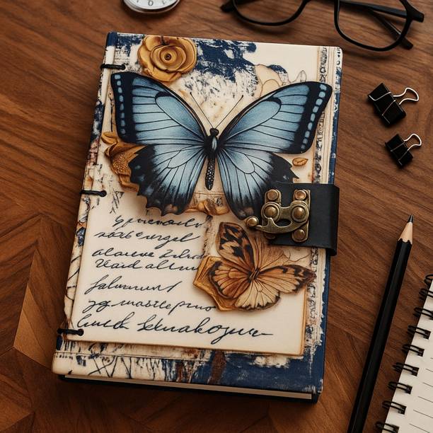 Design Dimension Handmade Cardboard Printed Diary , 5x7 Inches, 200 Unlined Pages B5 Diary Unruled 200 Pages