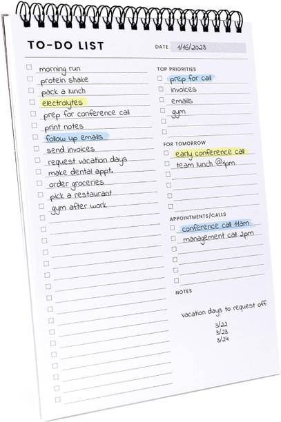 TTWONE To Do List Notepad - Daily Planner Notepad Undated 52 Sheets B5 Note Pad Ruled 60 Pages