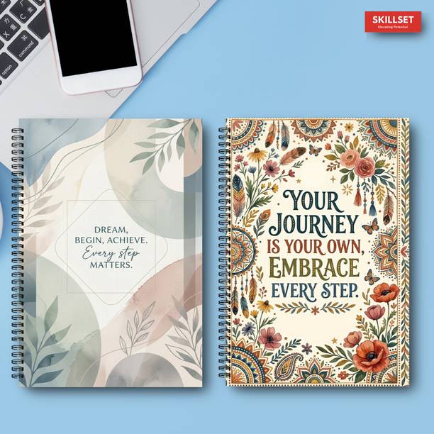 SKILLSET Motivational Diary Notebook | Daily Writing Journal A5 Diary Ruled 144 Pages