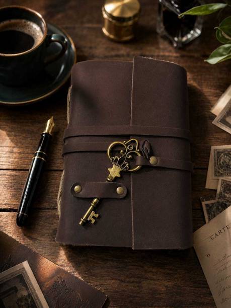 Sithox Villa Vintage Key Lock Journal Handmade Artificial Leather Diary with strap A6 Diary Unruled 200 Pages