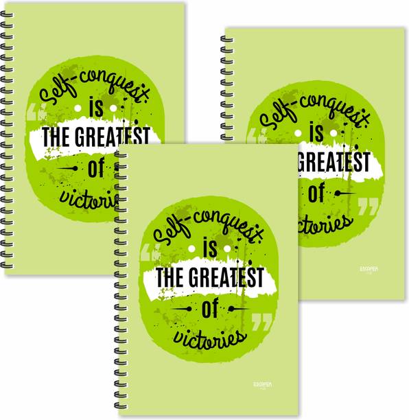 ESCAPER Self conquest is the GREATEST of the Victories Motivational Quotes Diaries (Ruled - A5 Size - SUPER SAVER Pack of 3 Diaries) A5 Diary Ruled 160 Pages