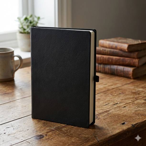CuckooDiaries Premium Notebook Personal Info Page Pen Holding Elastic Band, Bookmark Ribbon A5 Notebook Single Rule 160 Pages