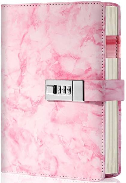 ELIE INDIA Marble Pattern PU Leather Diary with Lock | Personal Journal for Girls Women Regular Diary Single 192 Pages