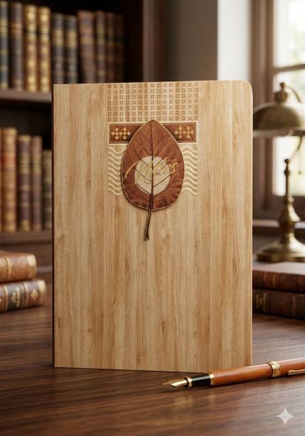 CuckooDiaries Premium Notebook With Personal Information Page & 70 GSM Paper Wood-Finish Cover A5 Notebook Ruled 192 Pages