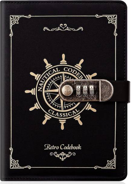 Antares 3D Vintage Lock Diary with Password Protected Writing Journal PU Leather A5 Diary Ruled 200 Pages