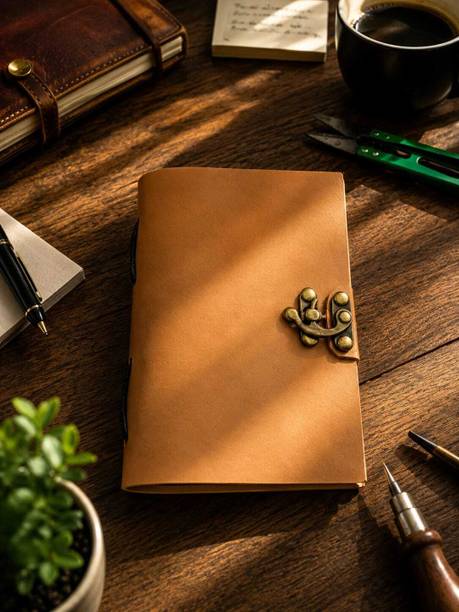 Sithox Villa Vintage Lock Journal Handmade Artificial Leather Diary Notebook Hand-Stitched A6 Journal Unruled 200 Pages