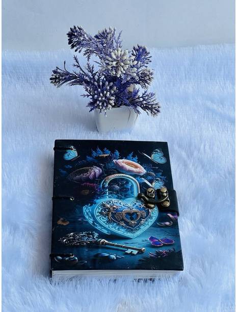 Gul International Heart Lock Fantasy Printed cardboard notebook journaldairy with AntiqueBrassLock B6 Notebook Unruled 160 Pages