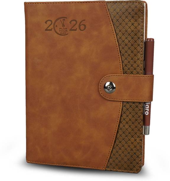 Diaro Premium Leather Daily Planner with Pen Holder & Magnetic Closure, 2026 Executive B5 Diary Ruled 365 Pages