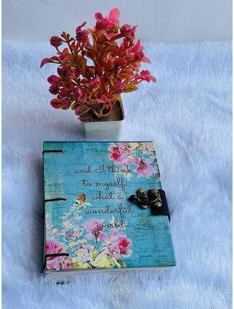 Gul International Floral Quote Printed cardboard notebook journal dairy with Antique Brass Lock B6 Journal Unruled 160 Pages