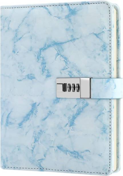 ELIE INDIA Blue Marble Pattern Personal Diary with Combination Lock – A5 Size Journal A5 Diary Single 192 Pages
