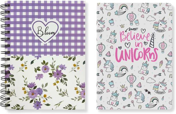 articious Spiral Notebook (22 x 17 cm) & Slim Diary (21 x 14 cm) Combo Pack of 2 A5 Diary Ruled 192 Pages