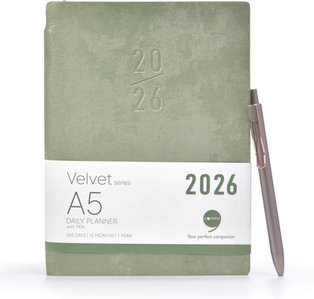 comma Velvet Series Daily Planner 2026 A5 Planner Ruled 330 Pages