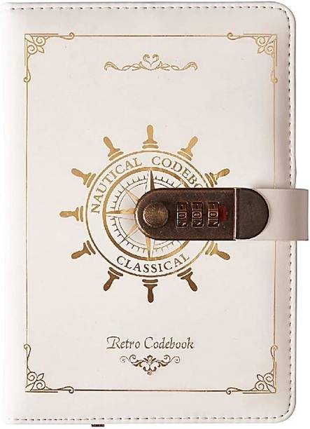 RAIYARAJ A5 Retro Secret Notebook, Notepad Notebook (Rudder Design), PU Leather with Lock A5 Diary Ruled 222 Pages