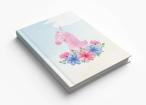 AccuPrints Sky Blue unicorn hardbound Diary A5 Diary Ruled 200 Pages