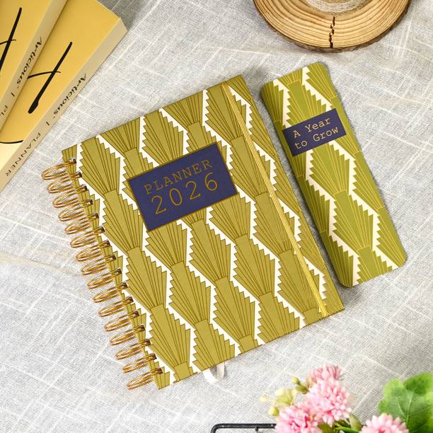 articious Planner with Bookmark & Cover, 120 GSM, 250+ Stickers, Art Deco Edition A5 Planner/Organizer Ruled 228 Pages