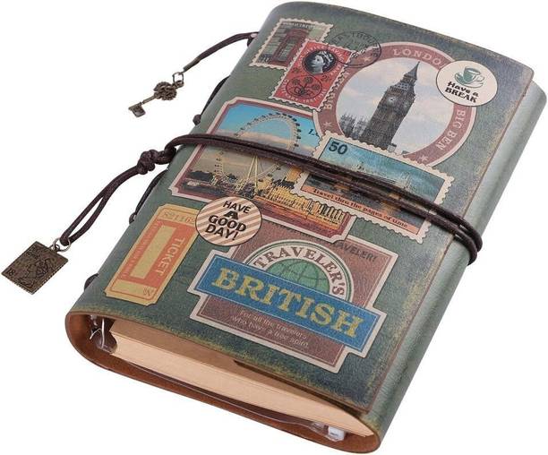 Sarvopari Travel Journal Notebook Diary with Retro Cover Refillable Pages & Zipper Pocket A5 Diary Ruled 180 Pages
