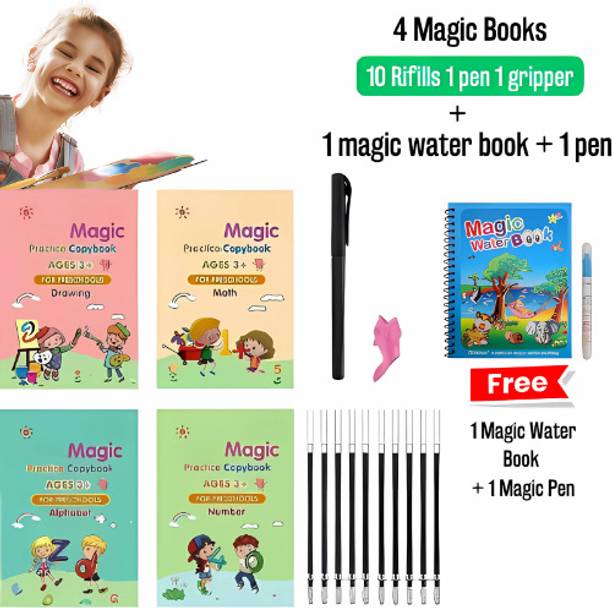 GrowFoxy 4 Book + 10 Refill + 1 Pen + 1 Grip with 2 Magic Water Book with 2 Pen Regular Notebook N/A 100 Pages