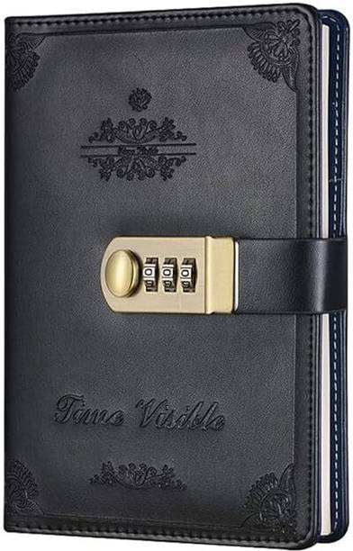 Dhvyant Mart Modern PU Leather Personal Password Protected Secret For Girls & Boys A5 Diary Single Rule 200 Pages