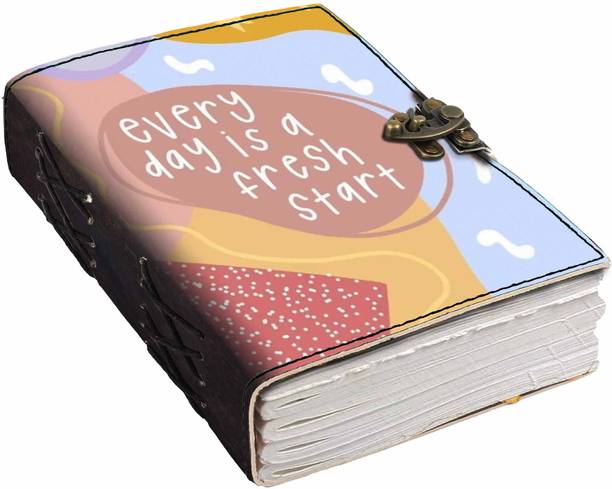 DI-KRAFT Printed Designer leather cover Diary with Lock For Office|Gift|SIZE 5*7 INCHES A5 Diary unruled 200 Pages