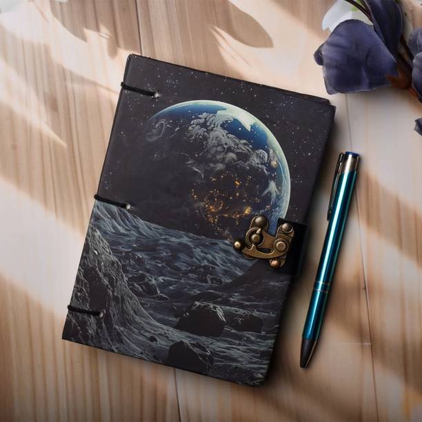 NIZAM HANDICRAFT Earth moon Printed Diary Notebook With Lock Clasp For Gift/Office A5 Diary 200 200 Pages
