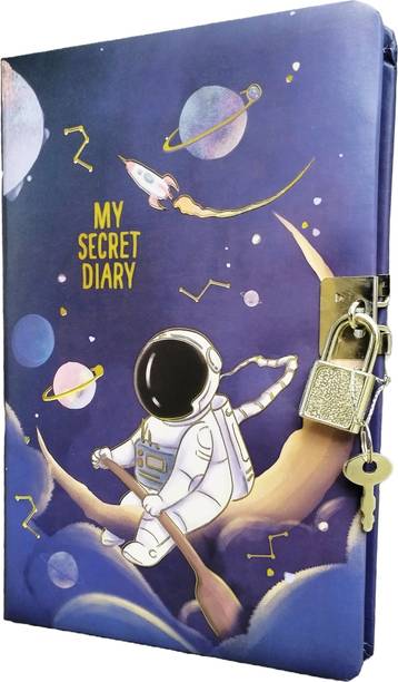 TECHNOCHITRA Space Explorer Personal Lock Diary, Astronaut-Inspired Edition A5 Notebook Ruled 110 Pages