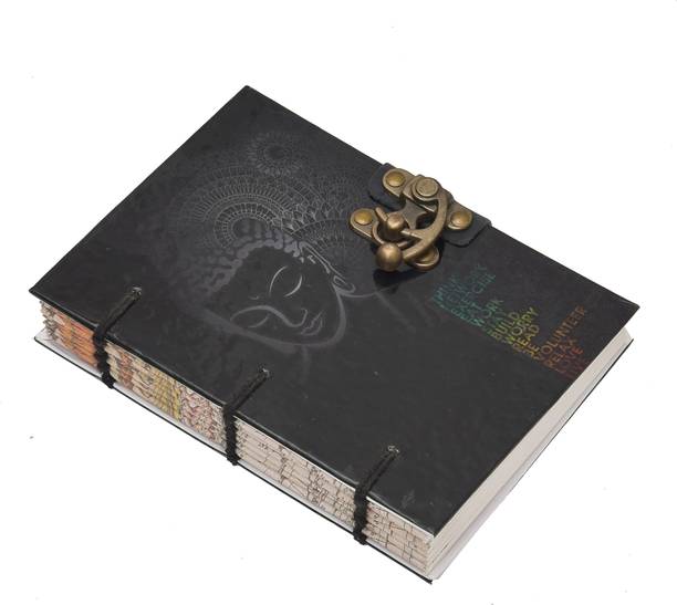The Vintage Journal Buddha Print 100% Recycled Handmade Diary With Lock A5 Diary Unruled 144 Pages
