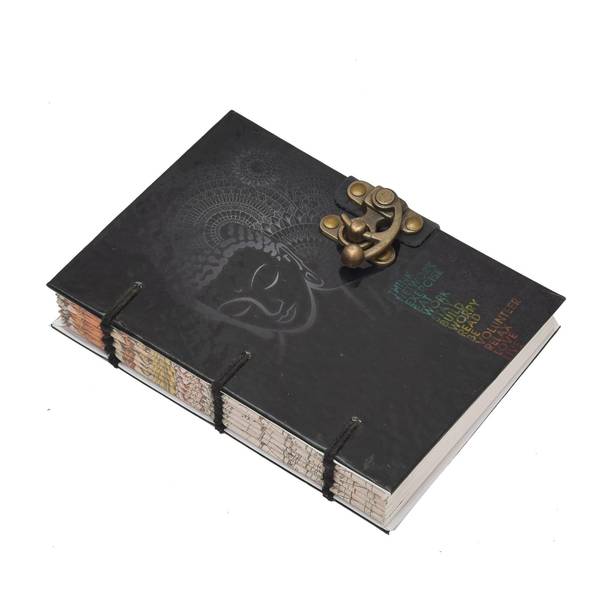 The Vintage Journal Buddha Print 100% Recycled Handmade Diary With Lock A5 Diary Unruled 144 Pages