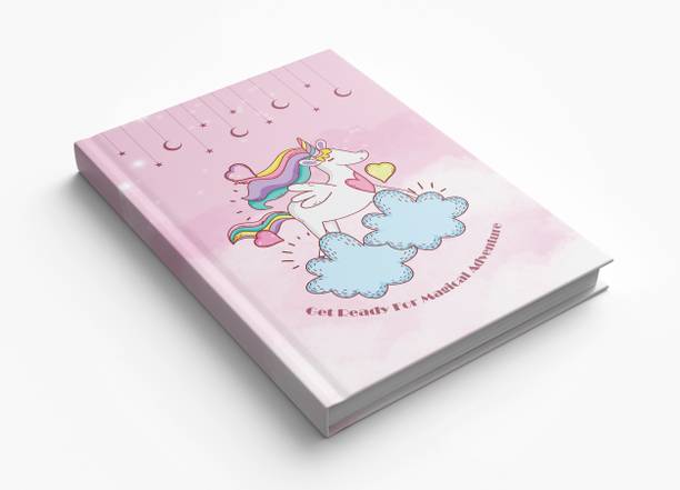 AccuPrints Pink unicorn hardbound Diary A5 Diary Ruled 200 Pages