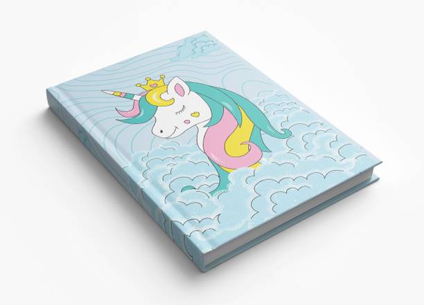 AccuPrints Blue unicorn hardbound Diary A5 Diary Ruled 200 Pages
