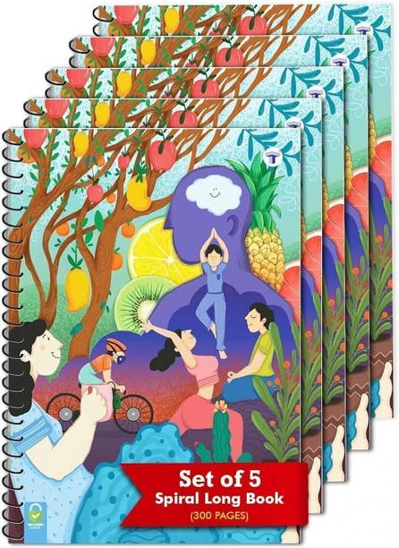 Target Publications Spiral Notebooks | Single Line| Copy Writing Notebook |8.27x11.69 Inch|set Of 5 A4 Notebook Ruled 300 Pages