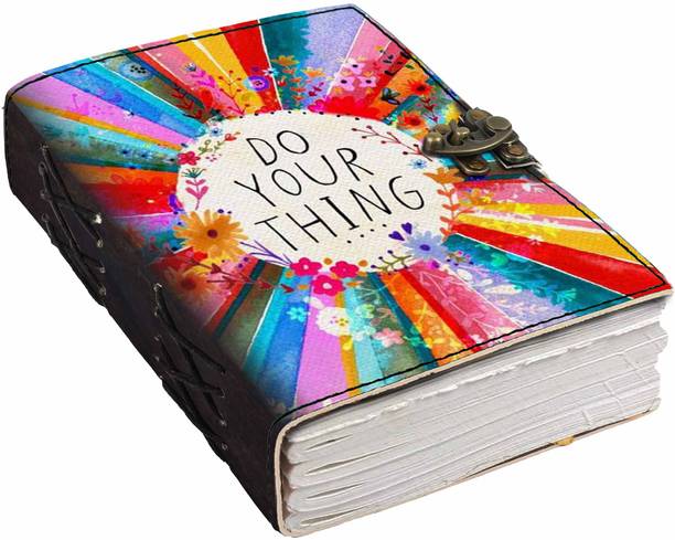 DI-KRAFT Printed Designer leather cover Diary with Lock For Office|Gift|SIZE 5*7 INCHES A5 Diary unruled 200 Pages