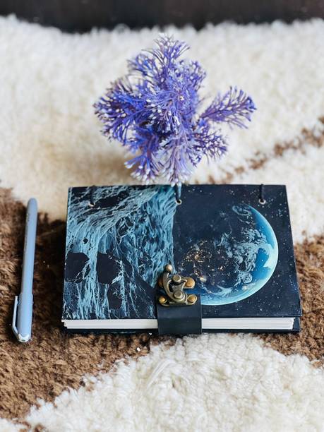 NIZAM HANDICRAFT Earth moon Printed Diary Notebook With Lock Clasp For Gift/Office A5 Diary 200 200 Pages