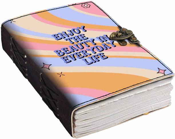 DI-KRAFT Printed Designer leather cover Diary with Lock For Office|Gift|SIZE 5*7 INCHES A5 Diary unruled 200 Pages