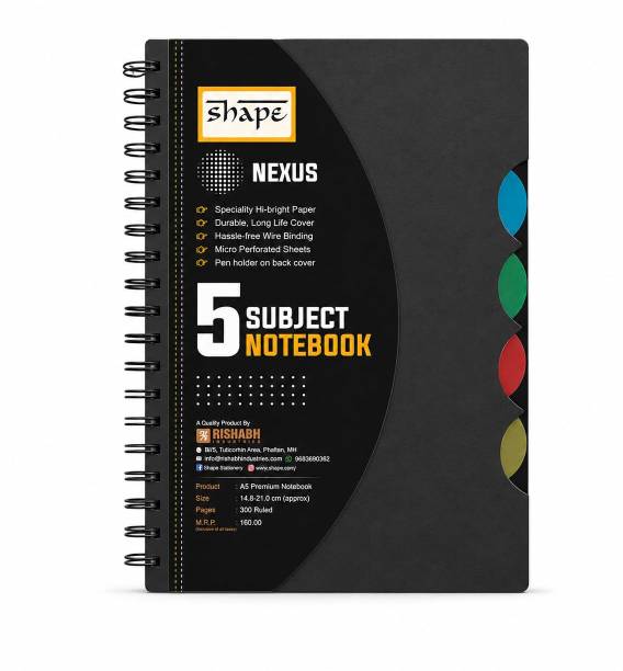 Shape 5 - Subject Nexus Spiral B5 Notebook Single Line Ruled 300 Pages