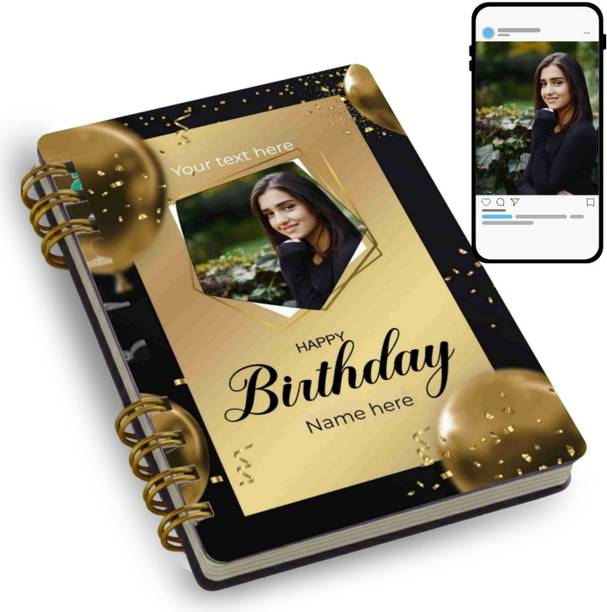 soofino Customise Diary Cover with photo and text | Gift for Birtthday | A5 Diary Unruled 160 Pages