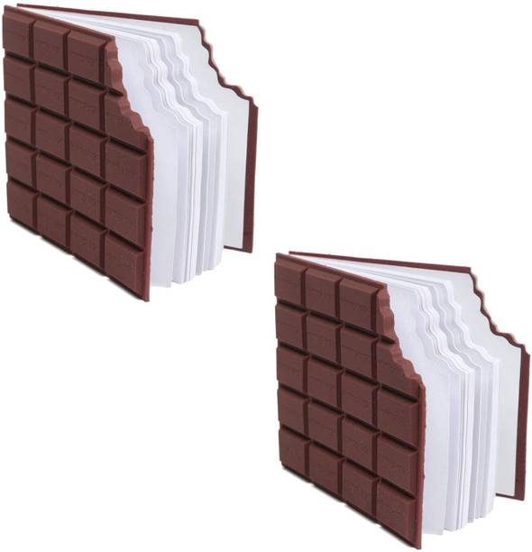 Eclet 2pc Chocolate cented Chocolate Memo Pad Half Eaten Notebook Day Pocket-size Diary Planner Blank Pages (Brown) School Stationery Items for Girls, Boys, Unisex 75 Pages