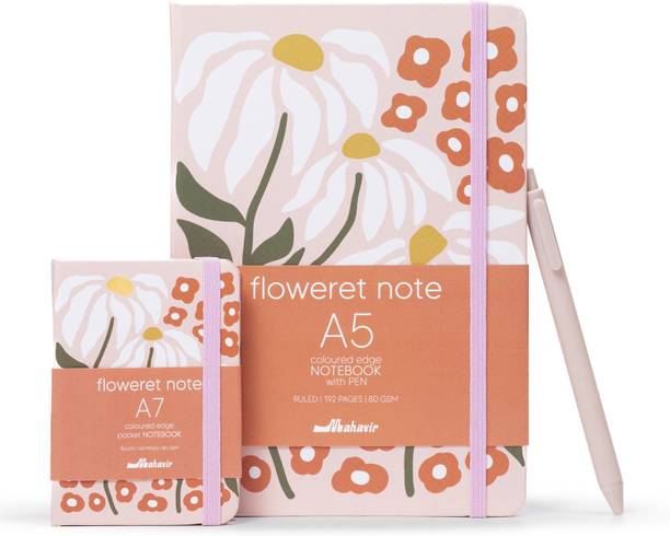 MAHAVIR Floweret Combo A7 Size & A5 Notebook Ruled 192 Pages