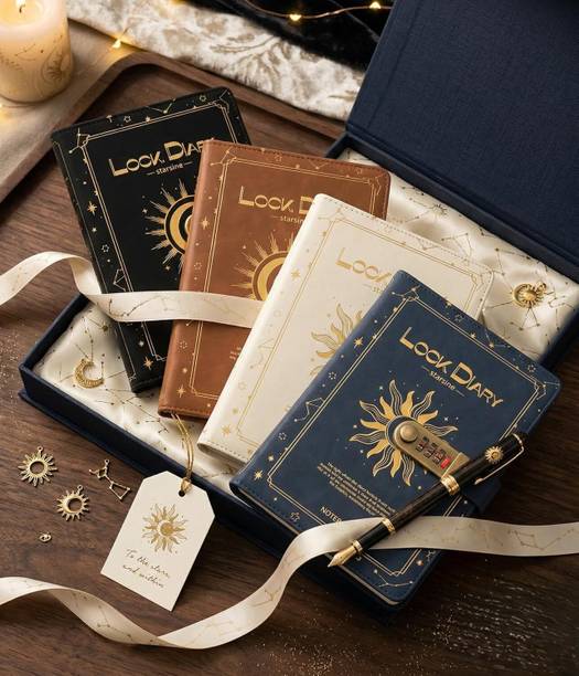 Antares Sunsine Lock Diary with Password PU Leather Secret Journal Notebook A5 Diary Ruled 144 Pages