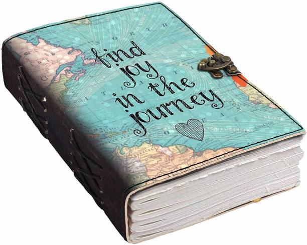 DI-KRAFT Printed Designer leather cover Diary with Lock For Office|Gift|SIZE 5*7 INCHES A5 Diary unruled 200 Pages