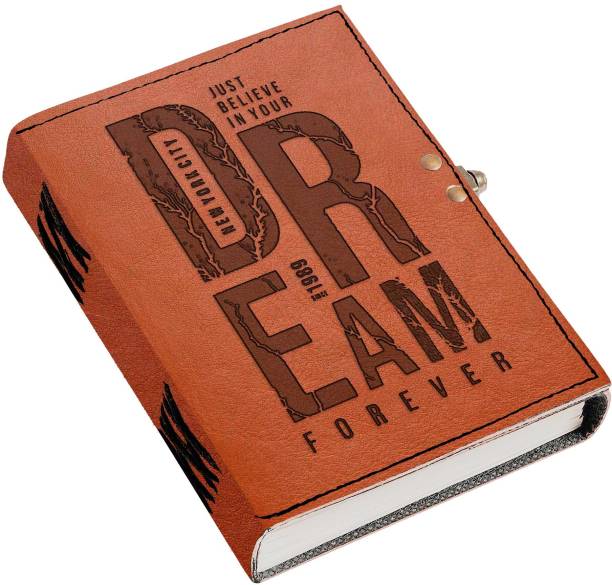 DI-KRAFT Dream Forever Engraving Leather Journal With Lock ( 5*7 inch,200 pages) A4 Journal Unruled 200 Pages