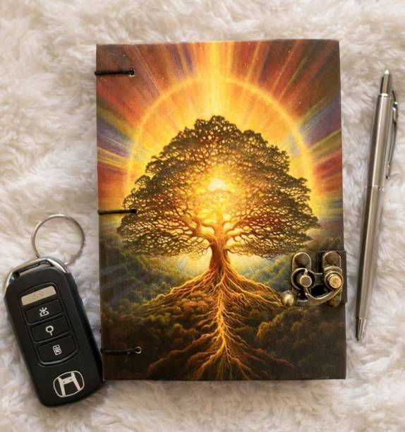 Radha Swami Handicraft Tree Of Life Printed Travel Notebook with Lock Clasp Diary A5 Diary Unruled 200 Pages