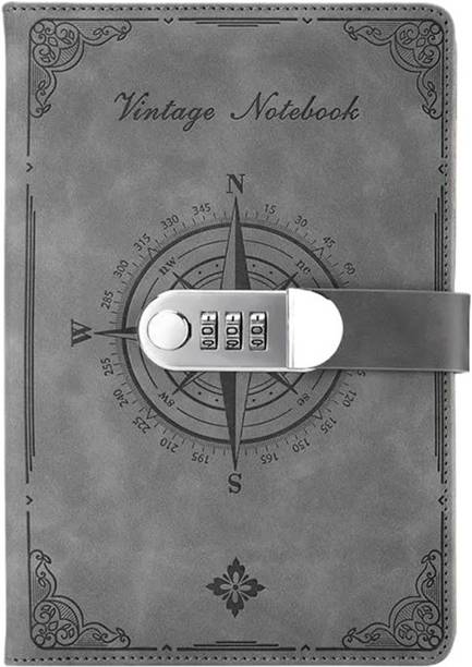 parspar Vintage Notebook Diary with Lock,Refillable Personal Locking Journal Secret A5 Diary Ruled 200 Pages