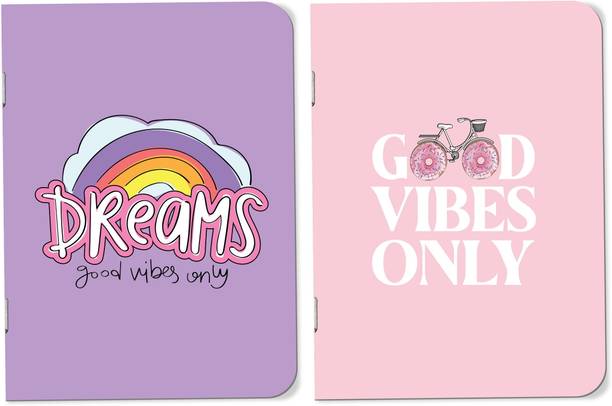 Raptech notebook Unique Stationery items, Easy to Carry, Plain Cute (Dream Good Vibe) A5 Diary UnRuled 120 Pages