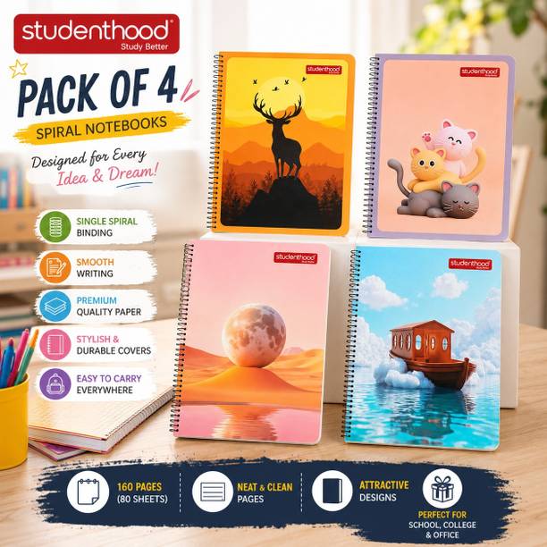 Studenthood Premium Spiral Notebook Collection A4 Notebook Ruled 200 Pages