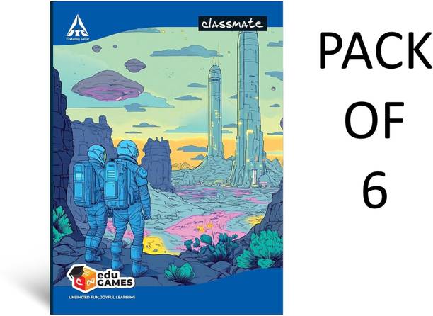 Classmate Long Notebook | Premium Quality | Single Line (size 29*21cm) A4 Notebook Ruled 172 Pages Multicolor, Pack of 6