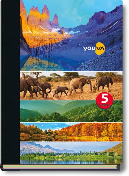 NAVNEET Youva Case Bound 5 Subject Book 18.5x24.7 cm Regular Notebook Single Line 400 Pages