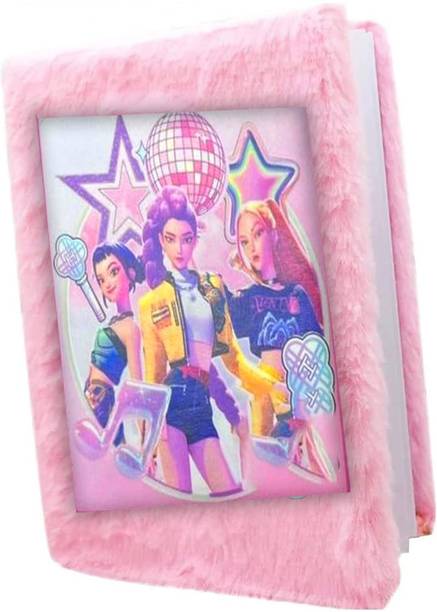 LeoVin Kpopp Deemonn Hunterrrs Cute Plush Diary Notebook for Girls A6 Diary Fur 160 Pages