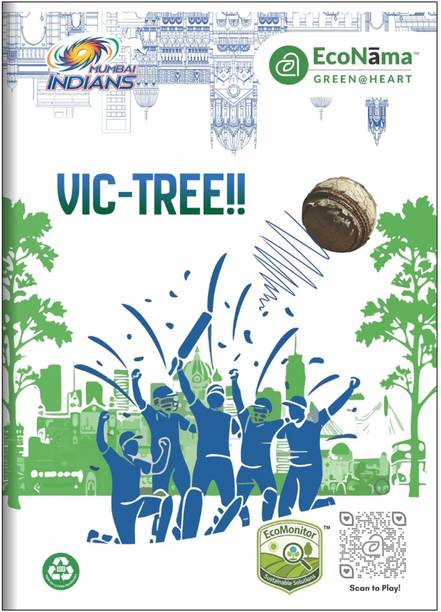 ECONAMA Eco-Monitor Mumbai Indians A4 Notebook 140 Pages Single Line Pack of 6 A4 Notebook Single Line 140 Pages