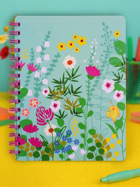 Doodle Floral Pop Wiro Bound Notebook with Bookmark Dangler and Two Sticker Sheets B5 Diary Ruled 160 Pages